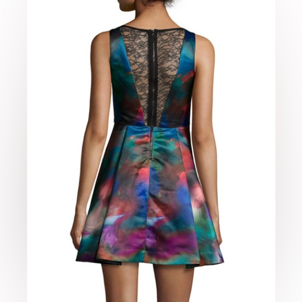 Alice + Olivia Dress Belia A-Line Watercolor Dress Multicolor Size 8 - Picture 2 of 7